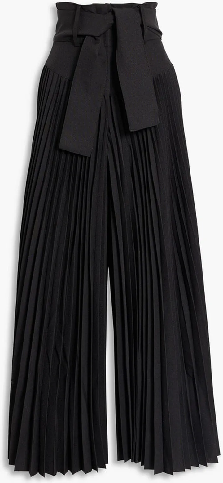 Pleated crepe wide-leg pants