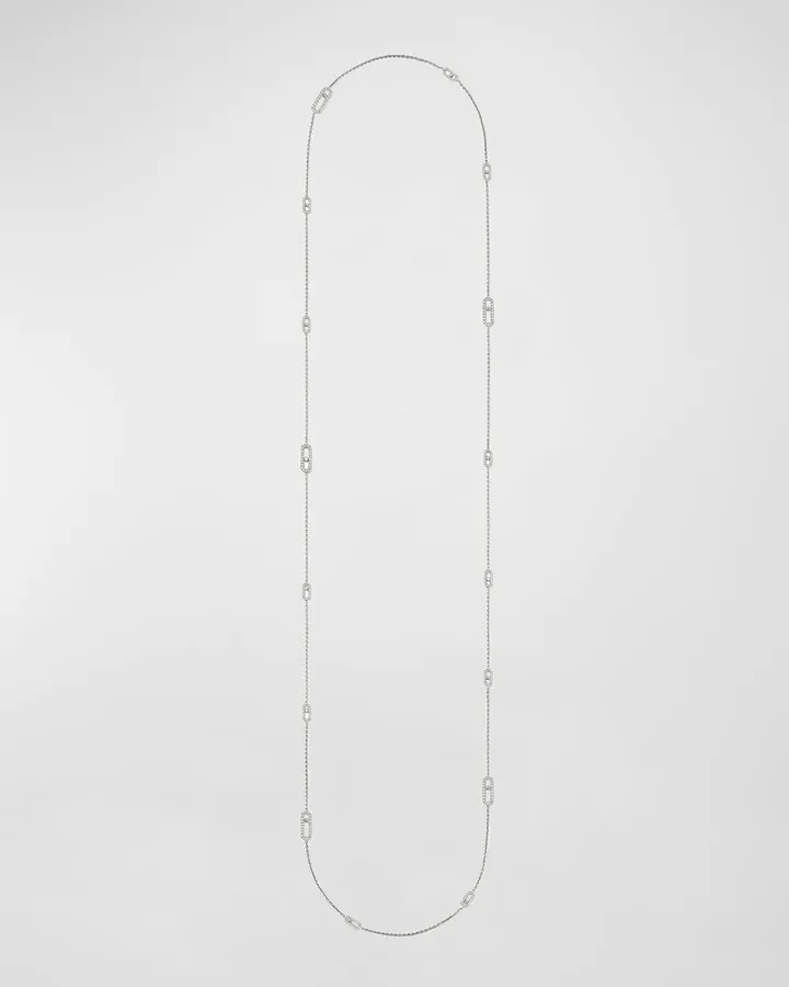 Move Uno 18K White Gold Long Diamond Necklace