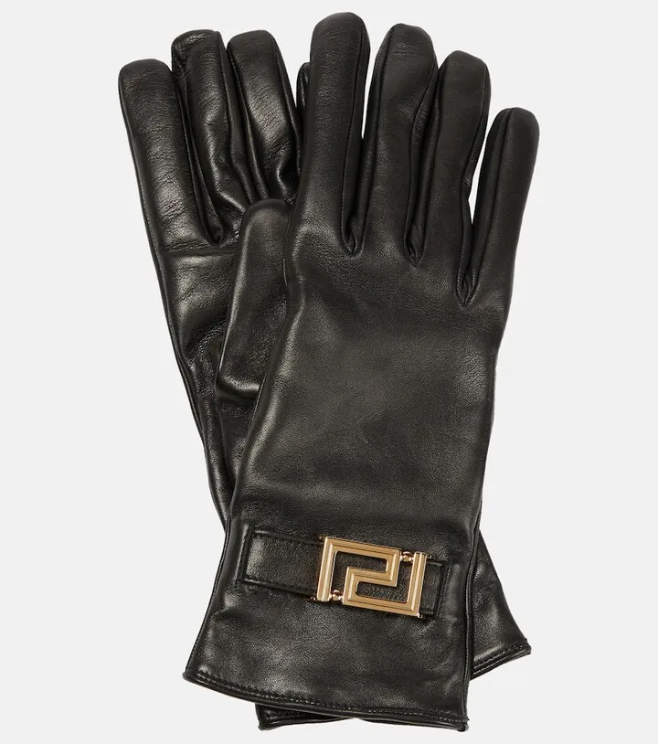 Greca leather gloves