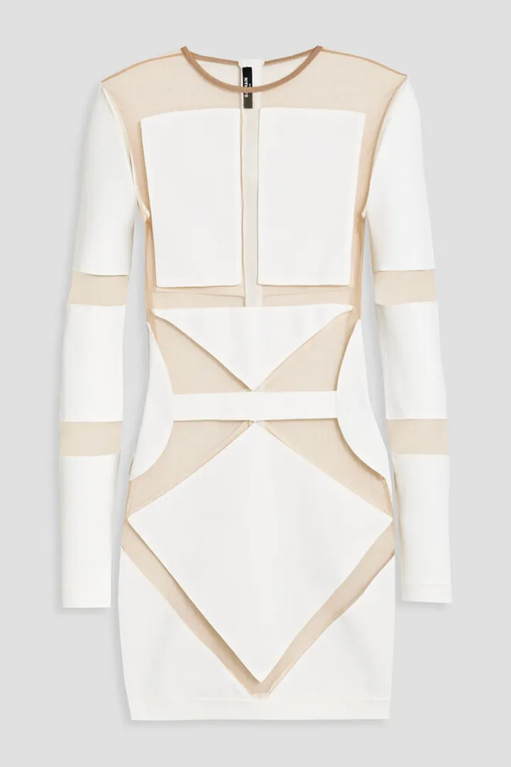 Tulle-paneled cady mini dress