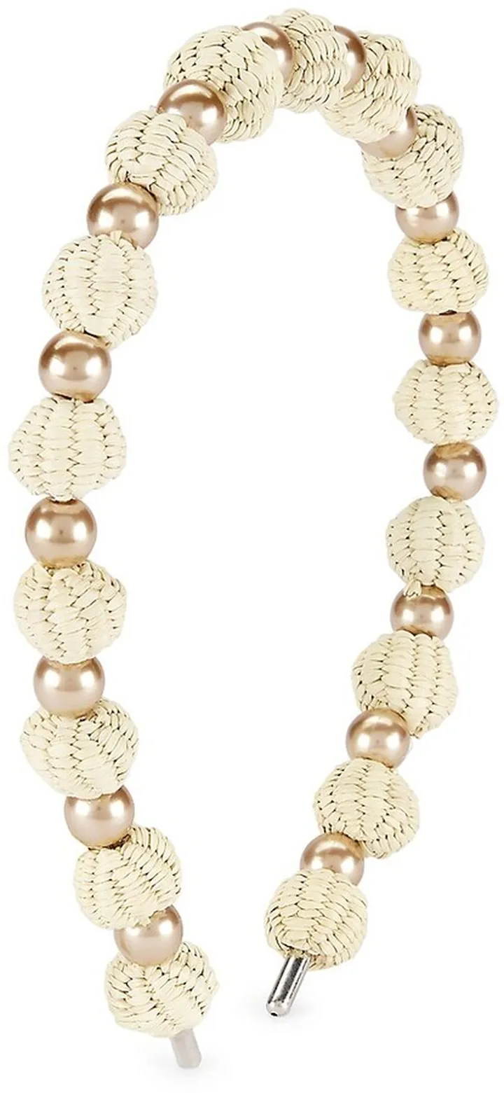 Ruby Faux-Pearl & Straw Headband