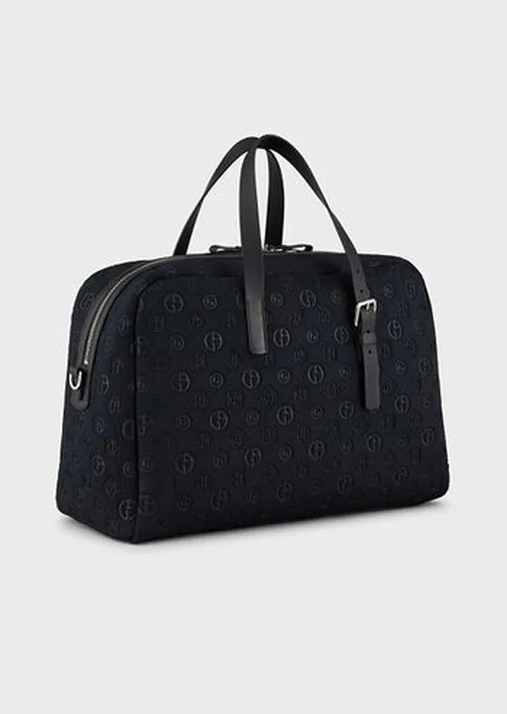 Fabric weekender bag with all-over logo
