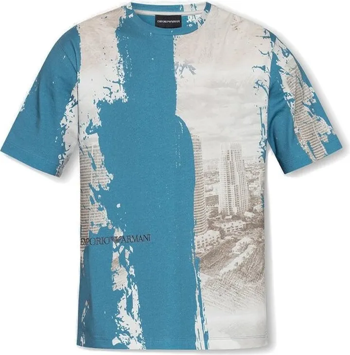 Emporio Armani All-Over City Printed Crewneck T-Shirt
