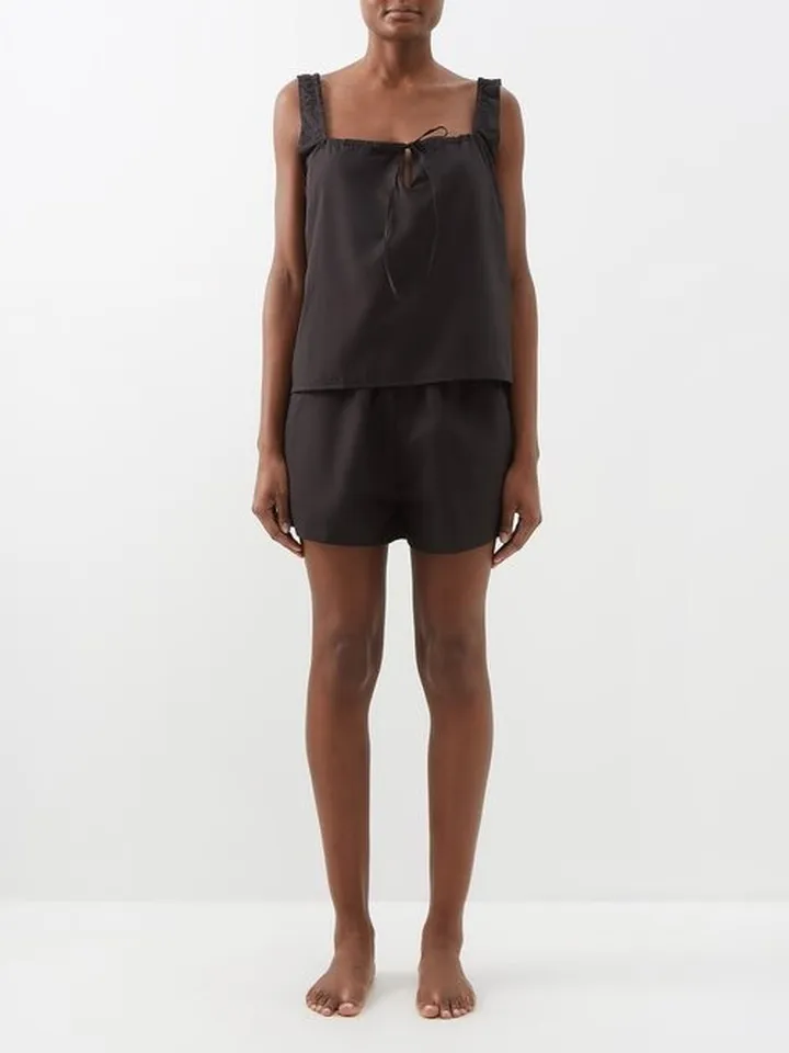 The Paper Square-neckline Cotton Pyjamas