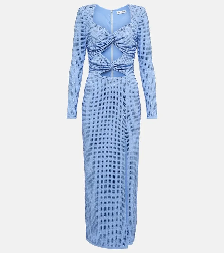 Embellished cutout jersey midi dress