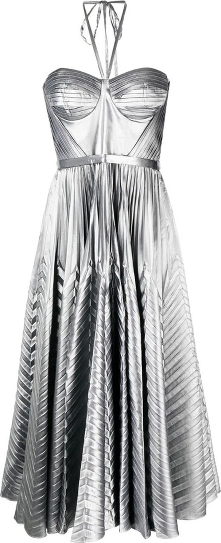 Pleated Halterneck Midi Dress
