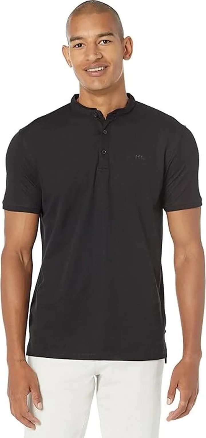 Karl Lagerfeld Paris Pique Kl Henley (Black) Men's Clothing