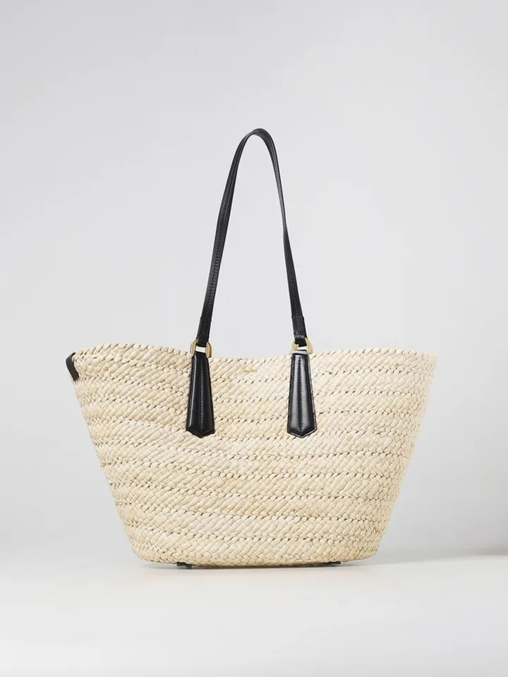 Max Mara Panier raffia and leather bag
