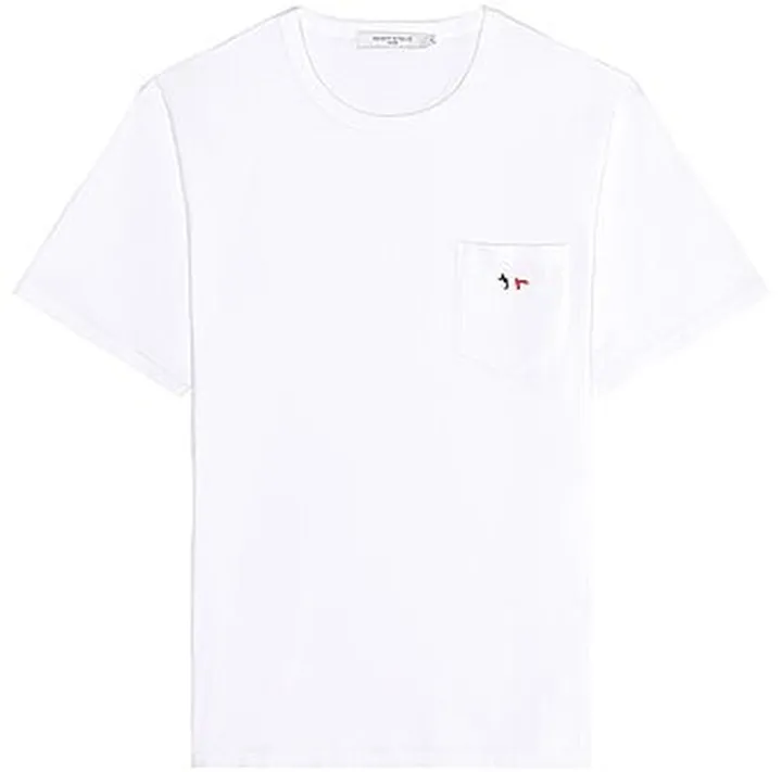Maison Kitsune Tricolor Fox Patch Classic Pocket Tee-Shirt in White