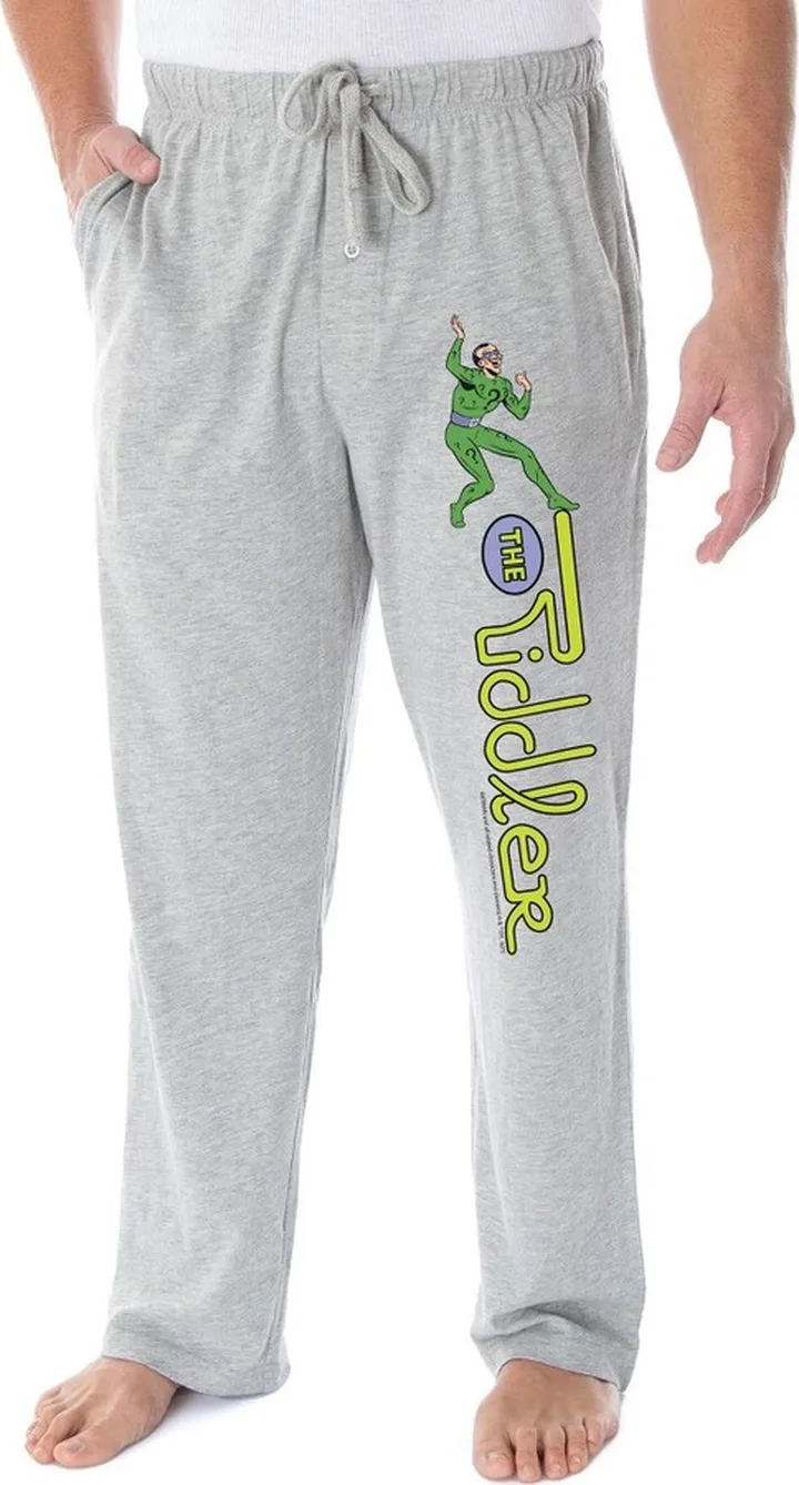 DC Comics Men's Vintage Batman Villains The Riddler Loungewear Pajama Pants (LG) Grey