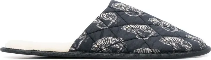 Black Sansindo Tiger Print Slippers