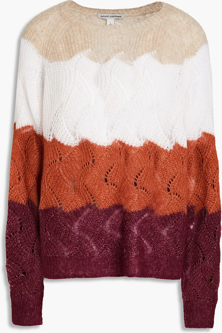 Pointelle-knit cashmere and silk-blend sweater