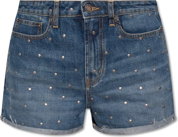 Saint Laurent High-Waist Stud-Embellished Shorts