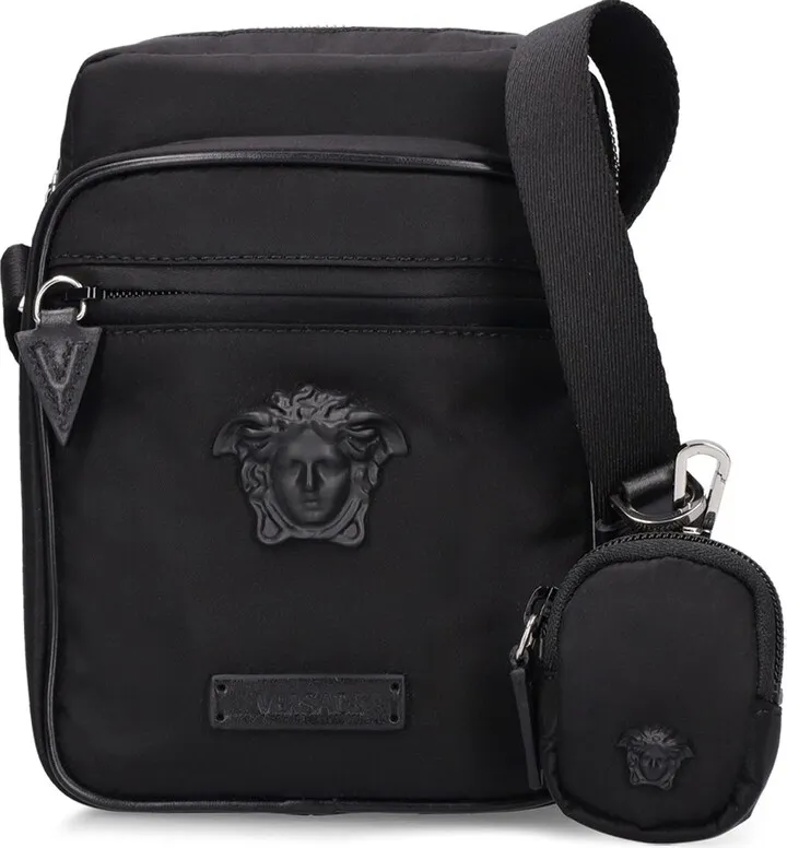 Medusa nylon & leather crossbody bag