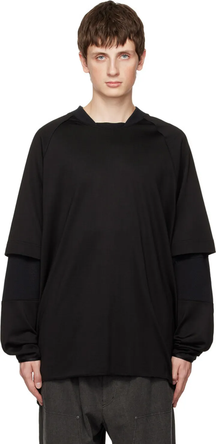 Y's Black Vintage Football Long Sleeve T-Shirt