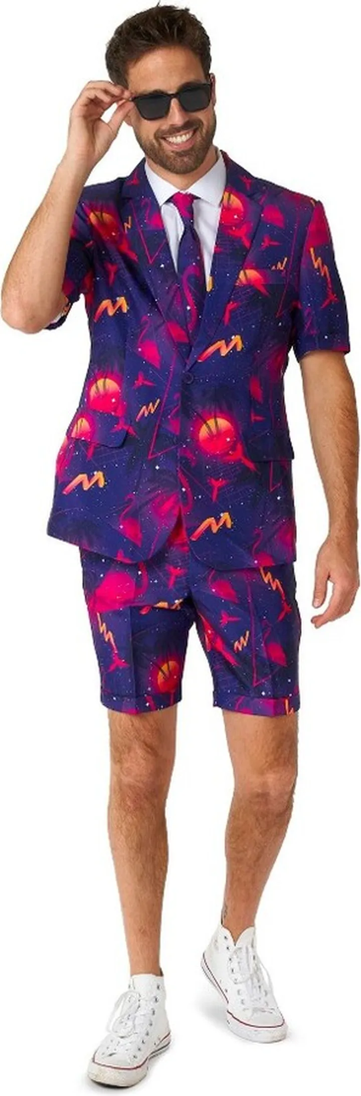 Suitmeister Men's Party Suit - Summer Retro Neon Navy - Purple - Size: XL