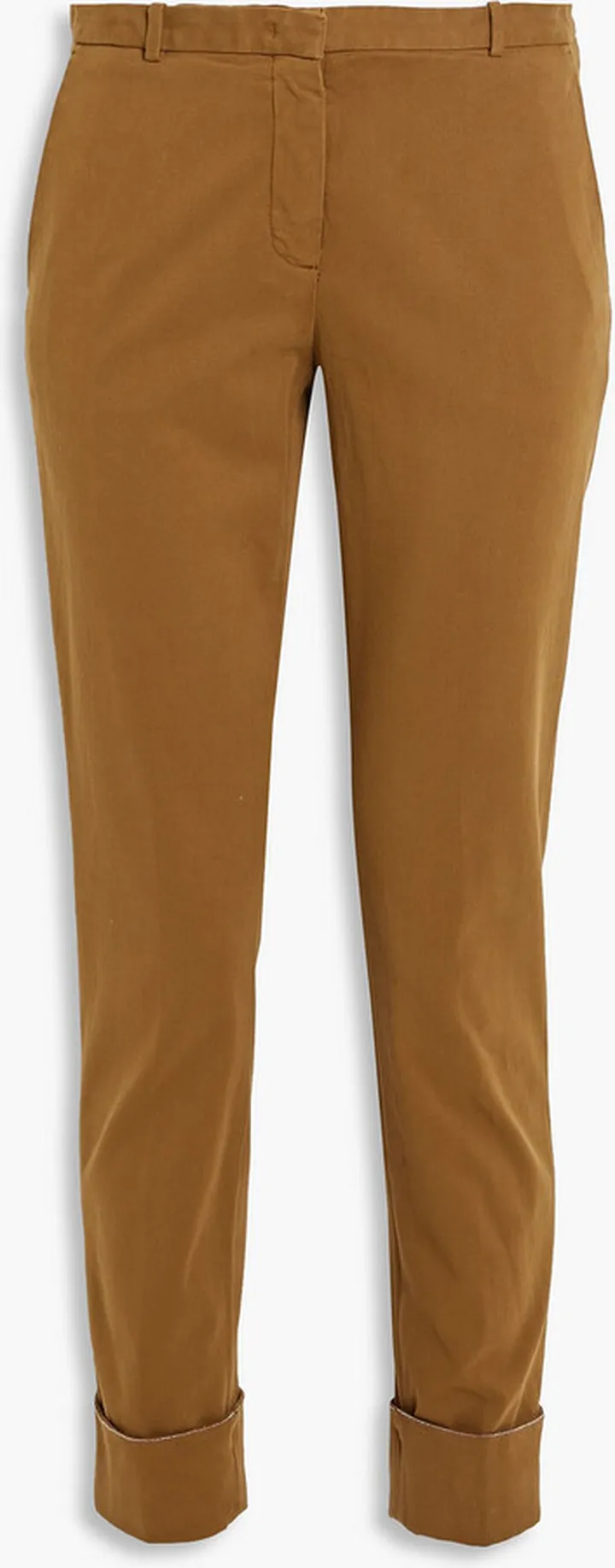 Bead-embellished stretch-cotton twill skinny pants