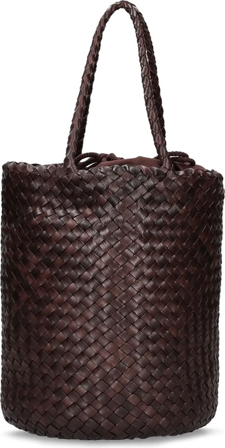Hand braided leather straps basket bag
