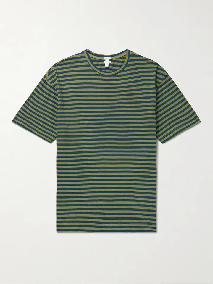 Nevis Striped Cotton and Linen-Blend Jersey T-Shirt