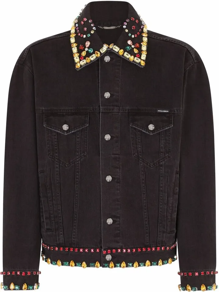 Gemstone-Embellished Denim Jacket