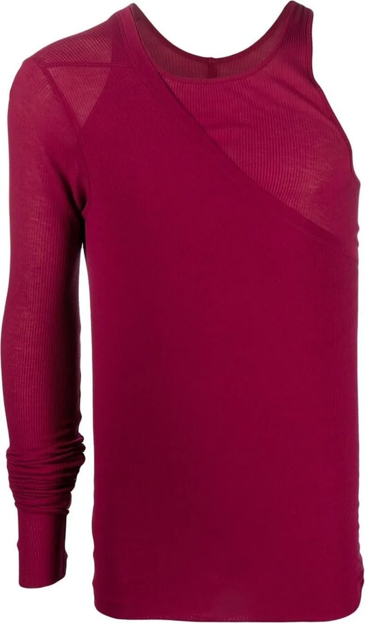 one-sleeve ruched T-shirt