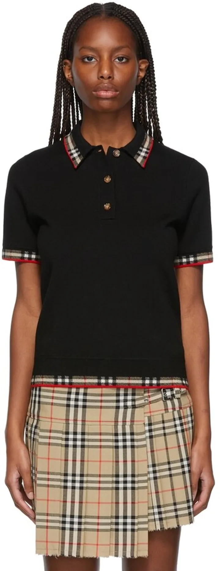 Burberry Black Check Trim Lola Polo