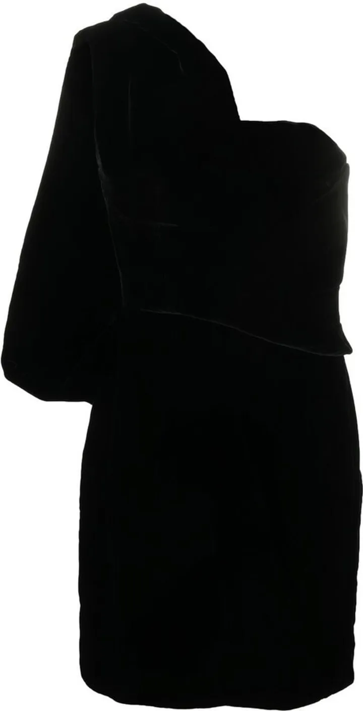 Sash-Shoulder Velvet Mini Dress