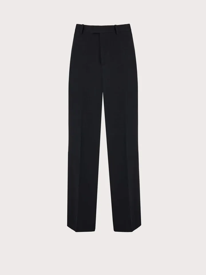 Ferragamo Men Tailored trouser with satin inserts Black