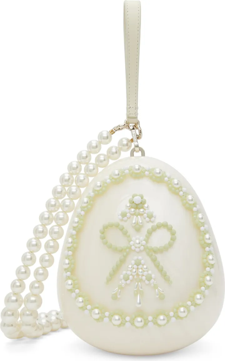 Simone Rocha Off-White Embellished Egg Bag