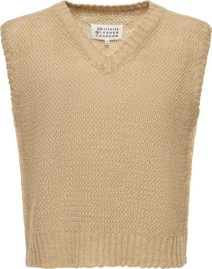 Hemp knit V-neck vest