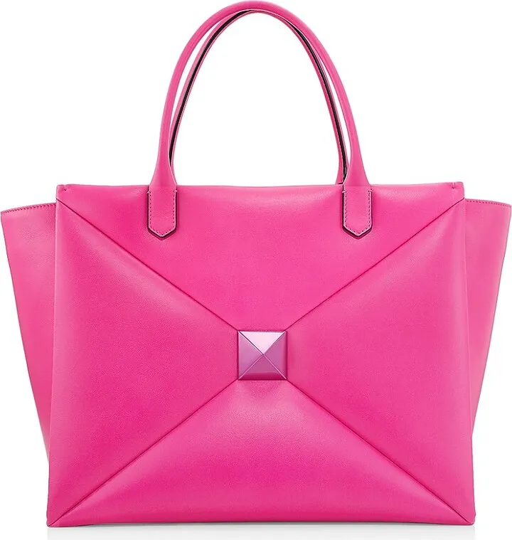 Large One Stud Leather Double Handle Bag
