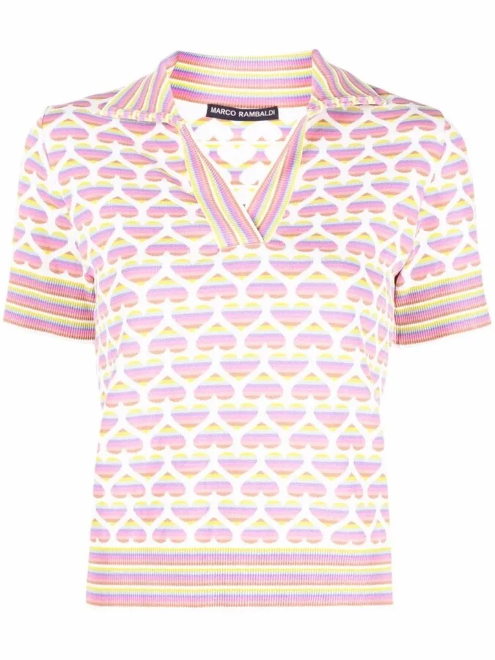 Rainbow Heart knit polo shirt