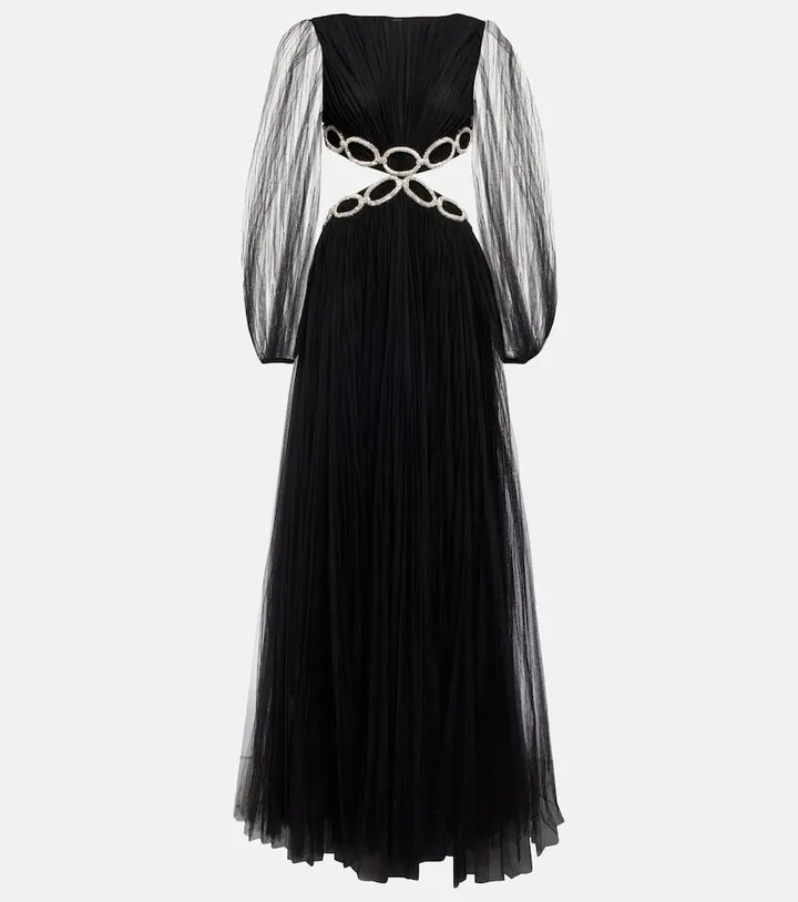 Embellished cutout tulle gown