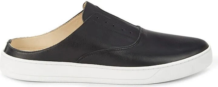 Leather Open Back Slip On Sneakers