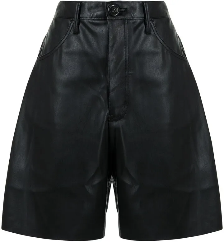 High-Waisted Leather Shorts
