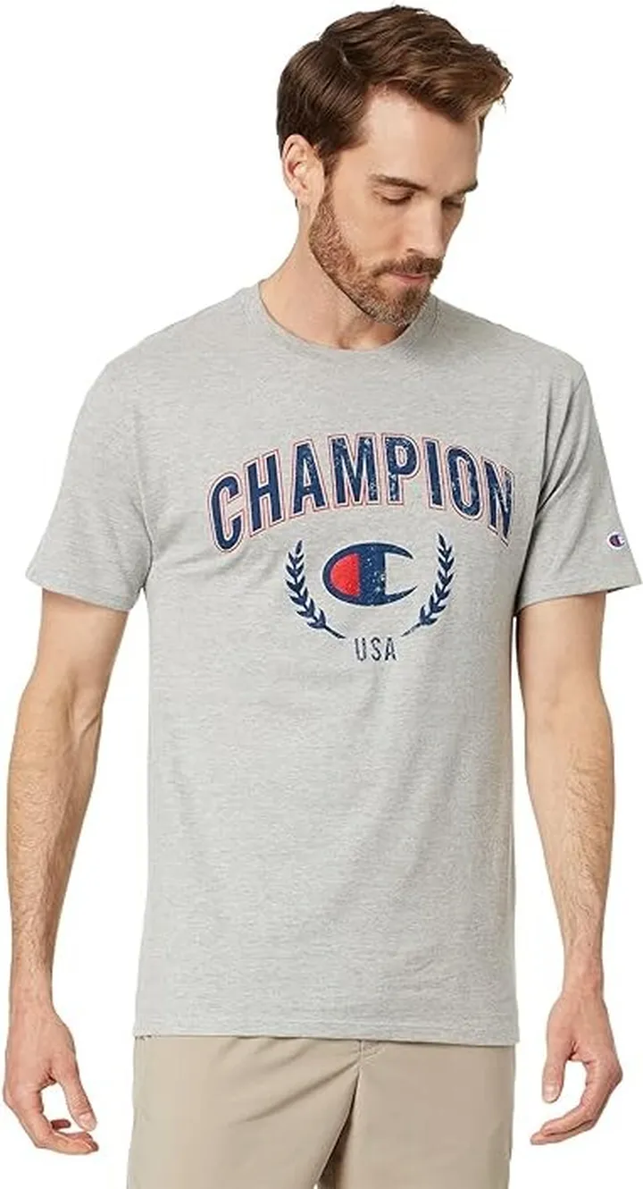 Champion Americana Classic Graphic Tee II (Oxford Gray) Men's Clothing