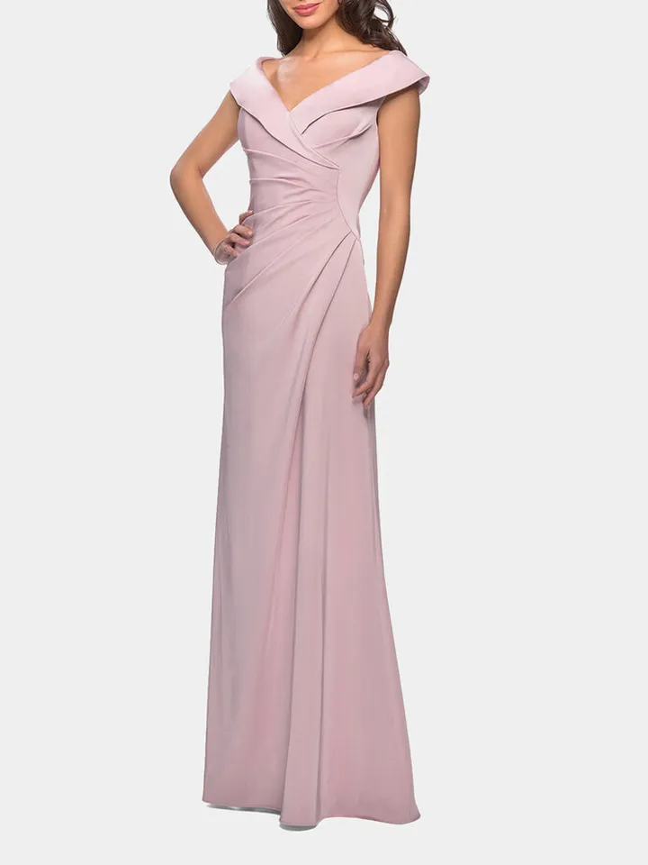 Ruched Satin Floor Length Gown