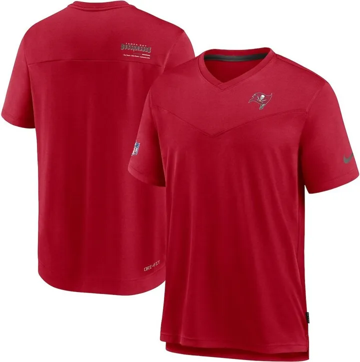 Men's Nike Red Tampa Bay Buccaneers Sideline Coach Chevron Lock Up Logo V-neck Performance T-shirt