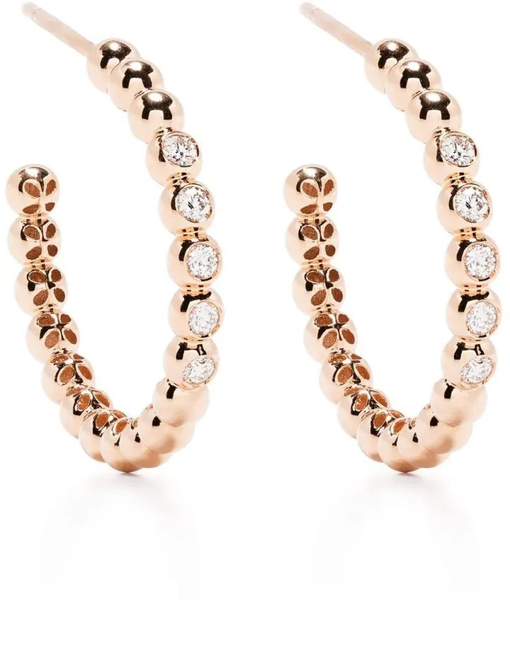 18kt rose gold Bohemia diamond large hoop earrings
