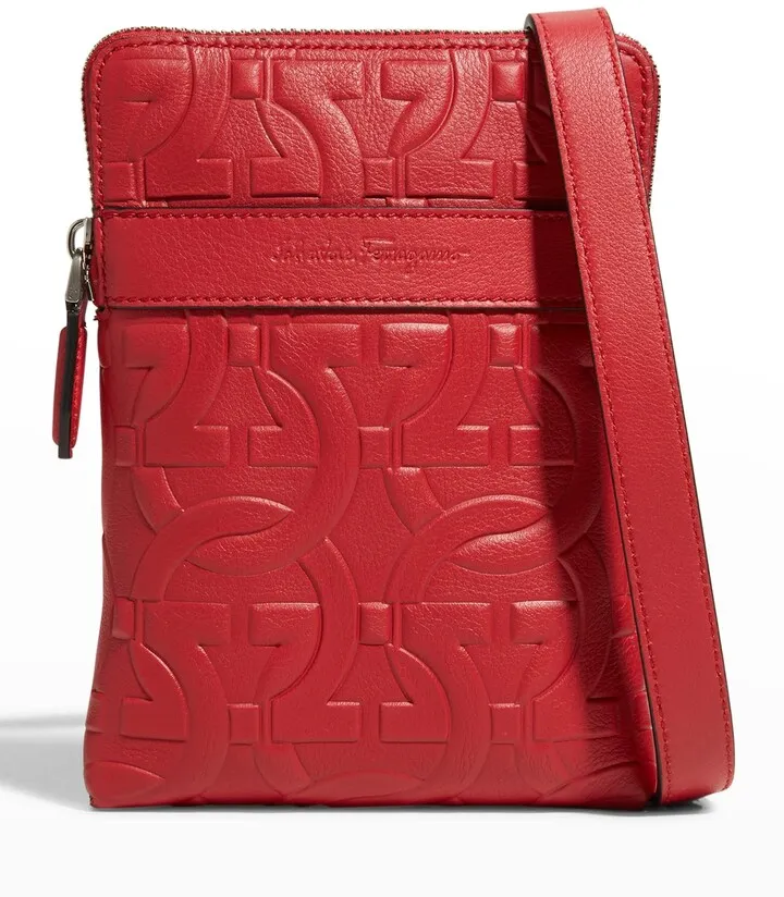 Men's Travel Gancini-Embossed Leather Shoulder Bag