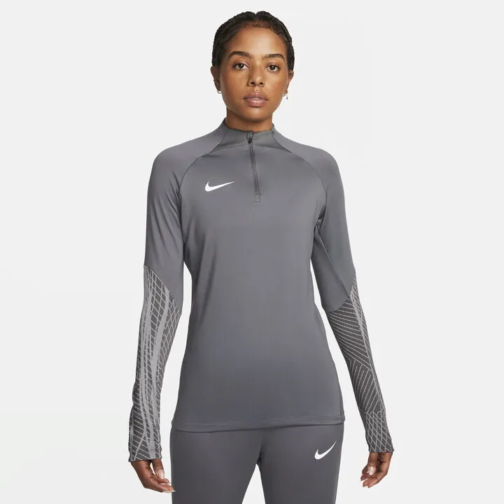 Nike Women's Dri-FIT Strike Long-Sleeve Drill Top in Grey