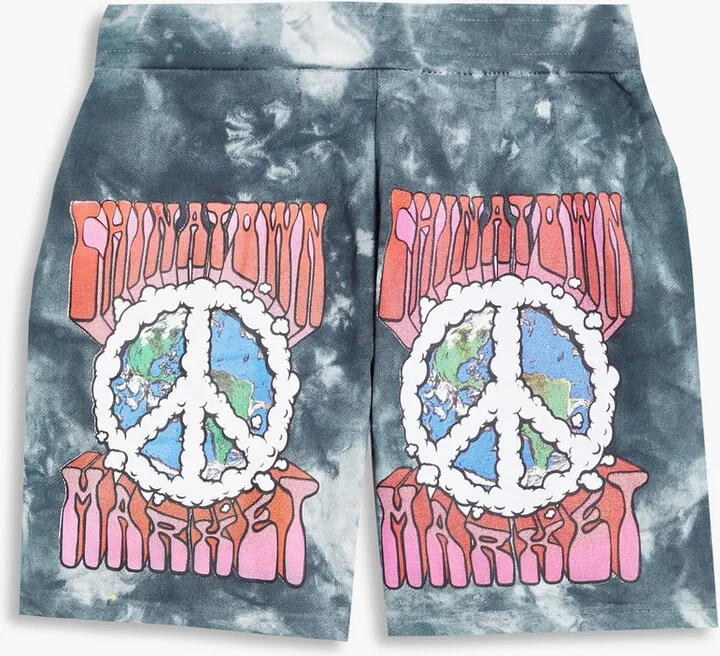 Appliquéd tie-dyed printed French cotton-terry shorts