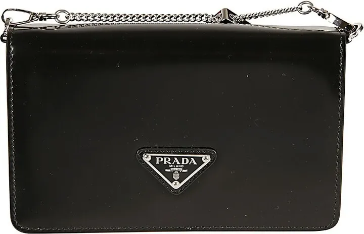 Prada Triangle Logo Chained Shoulder Bag