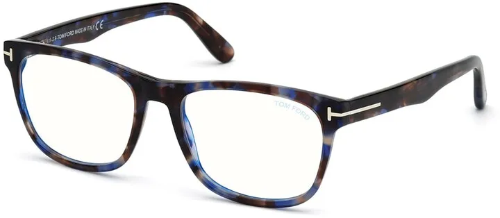 Men's Blue Block 54mm Square Havana Acetate Optical Glasses