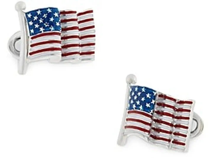 Jan Leslie Sterling Silver American Flag Cufflinks