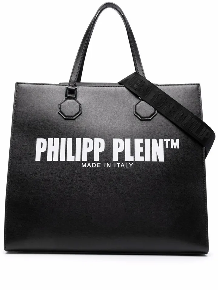 TM leather tote bag