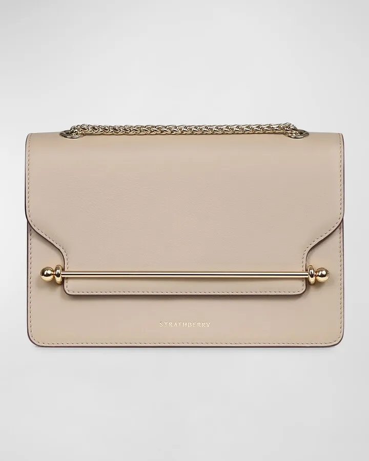 East-West Leather Chain Shoulder Bag