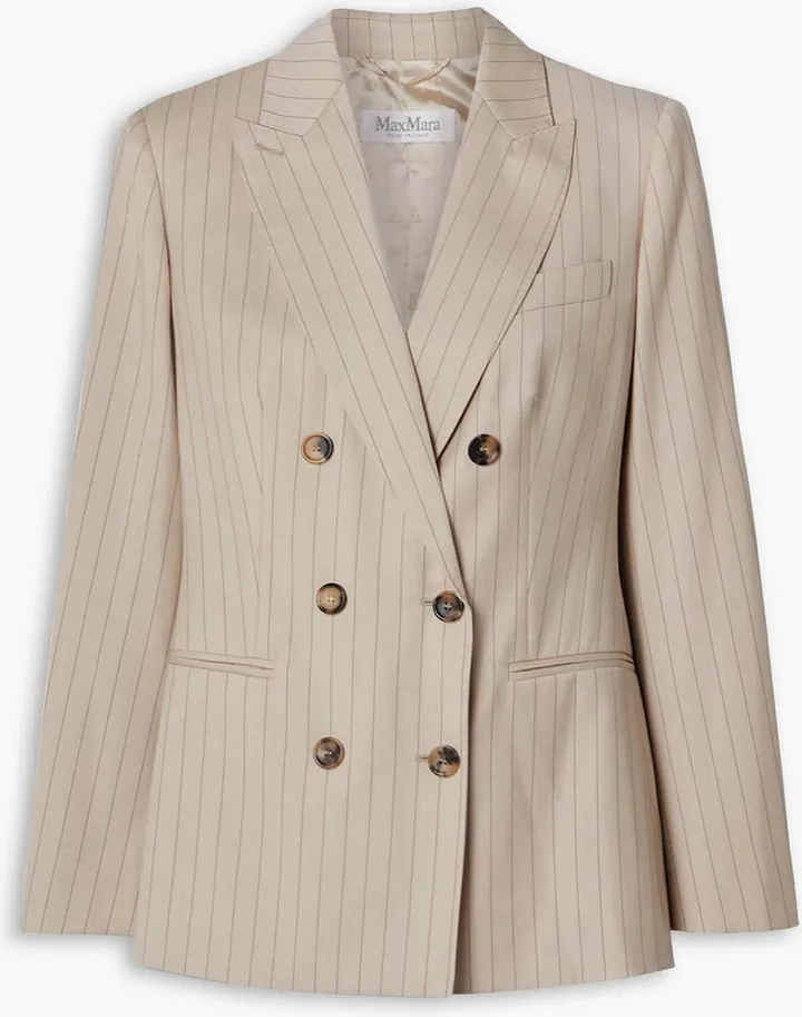 Zinco double-breasted pinstriped wool-twill blazer