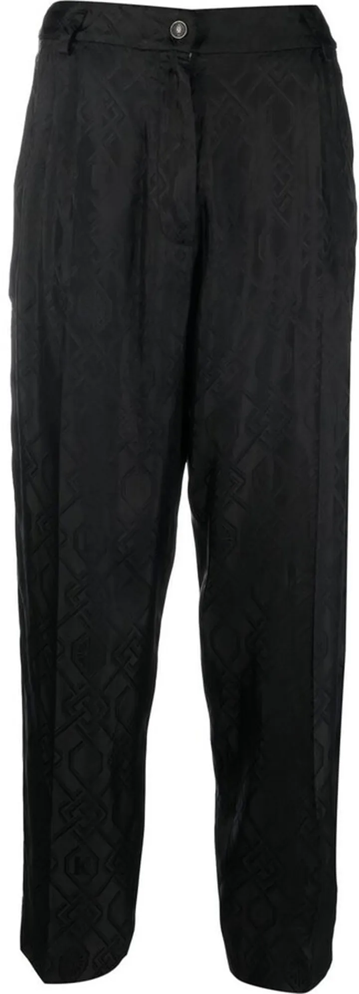 Geometric-Jacquard Cropped Trousers