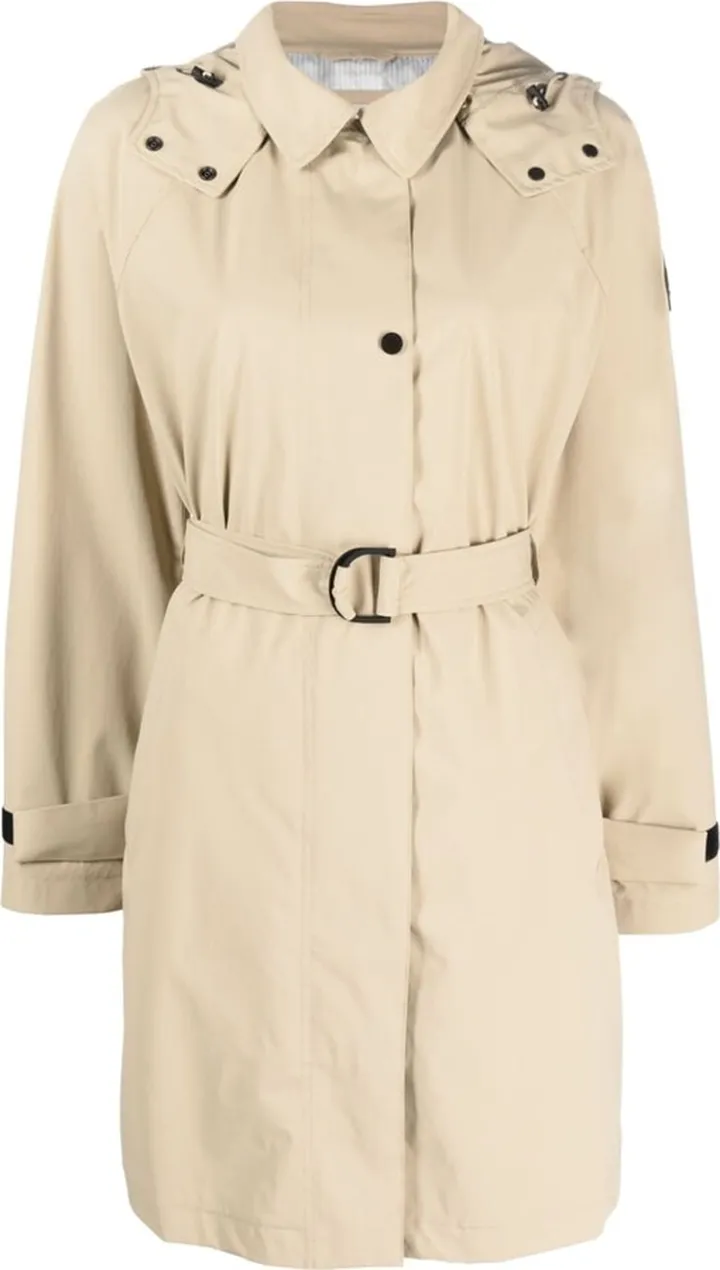 Hooded Belted-Waist Trench Coat